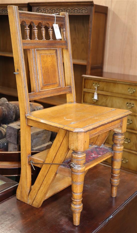 A set of Victorian golden oak metamorphic steps